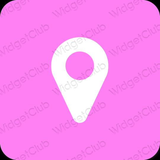 Esztétika lila Google Map alkalmazás ikonok
