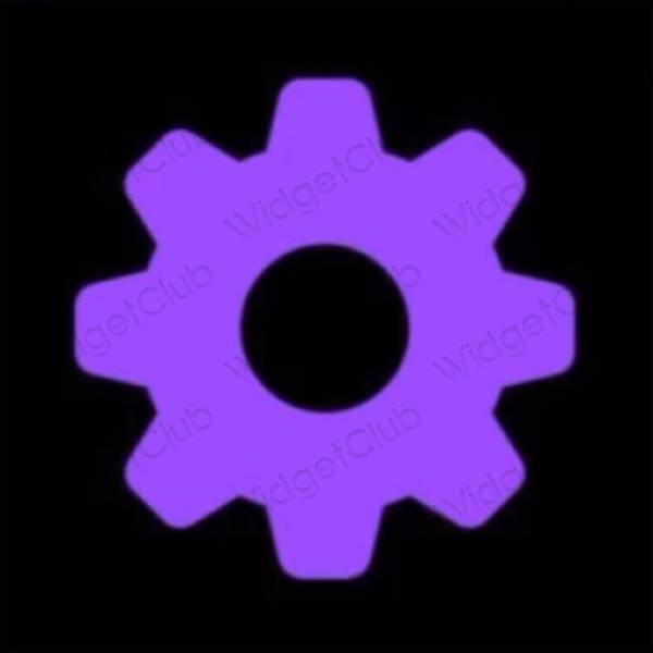 Esztétika lila Settings alkalmazás ikonok