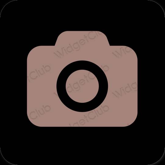 Esztétika barna Camera alkalmazás ikonok