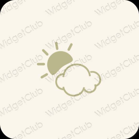 Естетичен бежово Weather икони на приложения