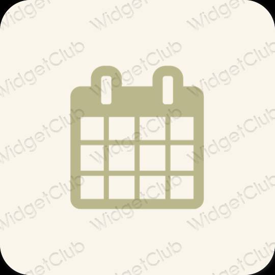 Estético bege Calendar ícones de aplicativos