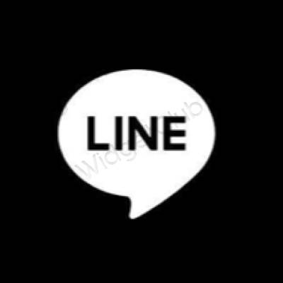 Estetik siyah LINE uygulama simgeleri