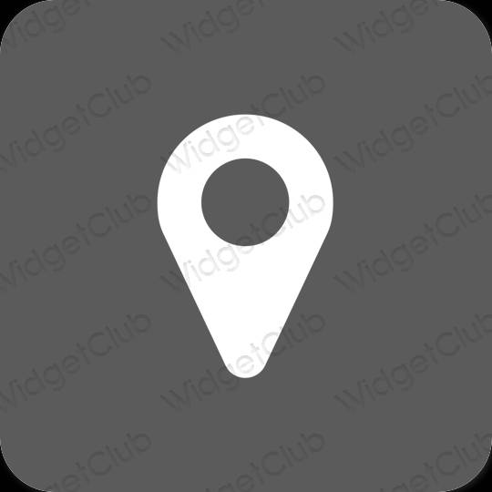 Estético cinzento Map ícones de aplicativos