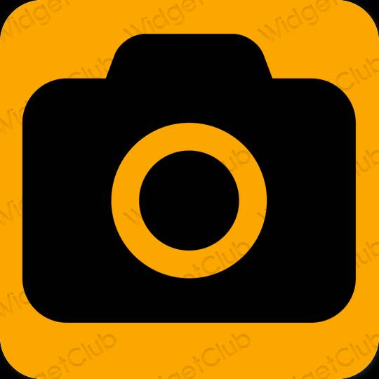 Estetinis oranžinė Camera programėlių piktogramos
