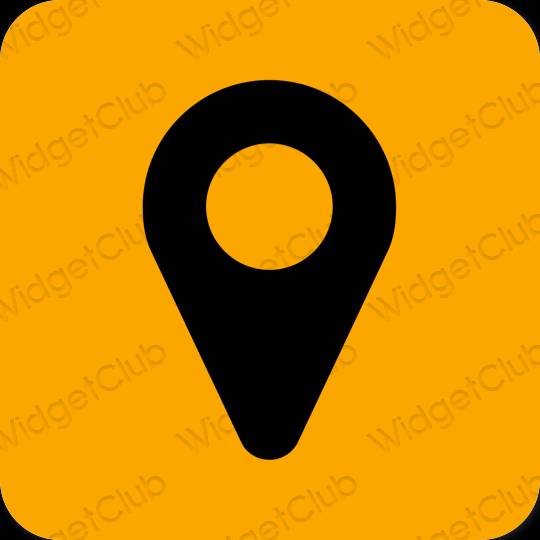 Αισθητικός πορτοκάλι Google Map εικονίδια εφαρμογών