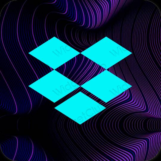 Æstetisk neon blå Dropbox app ikoner