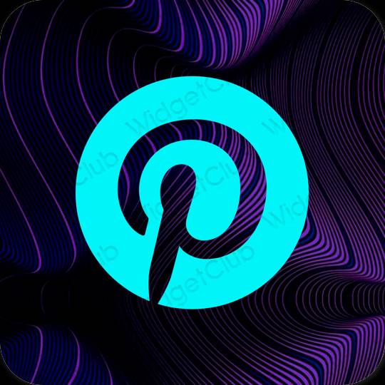 Естетичен неоново синьо Pinterest икони на приложения
