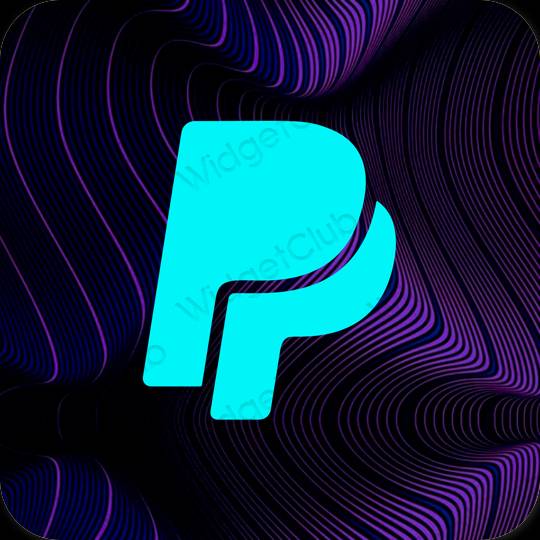 Estetsko neon modra Paypal ikone aplikacij