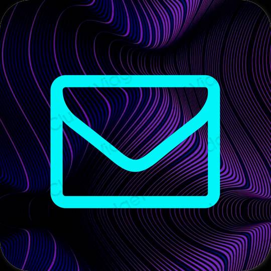 Αισθητικός μπλε νέον Mail εικονίδια εφαρμογών