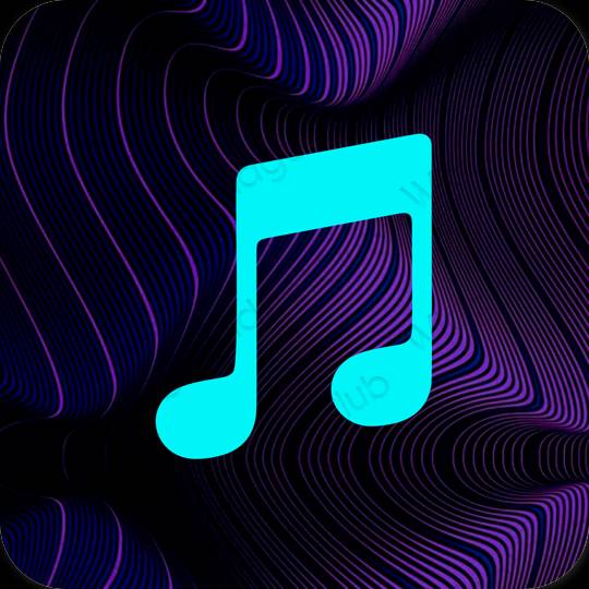 Esthétique bleu Music icônes d'application