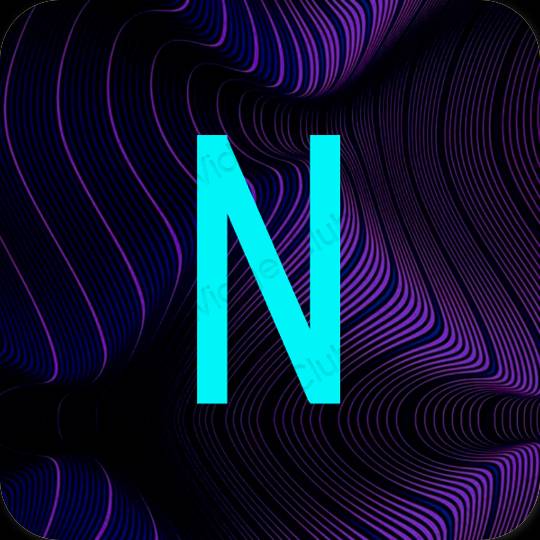 Esztétika neon kék Netflix alkalmazás ikonok