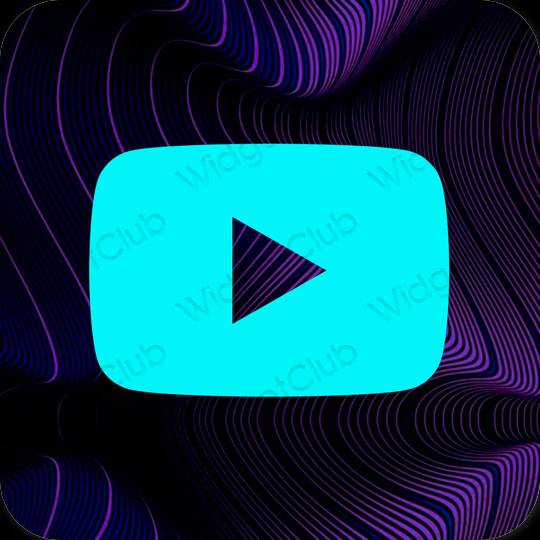 Esztétika neon kék Youtube alkalmazás ikonok