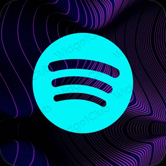 Estetis biru neon Spotify ikon aplikasi