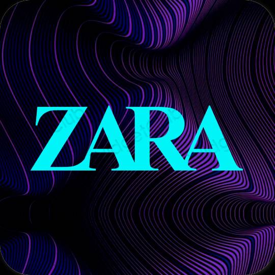 Esztétika neon kék ZARA alkalmazás ikonok