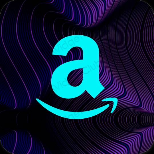 Естетски неон плава Amazon иконе апликација