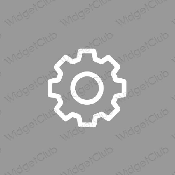 Estético cinzento Settings ícones de aplicativos