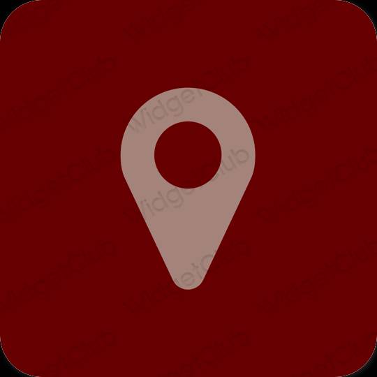 Ესთეტიური ყავისფერი Google Map აპლიკაციის ხატები