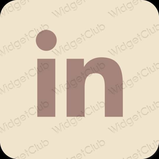 Естетичен бежово Linkedin икони на приложения