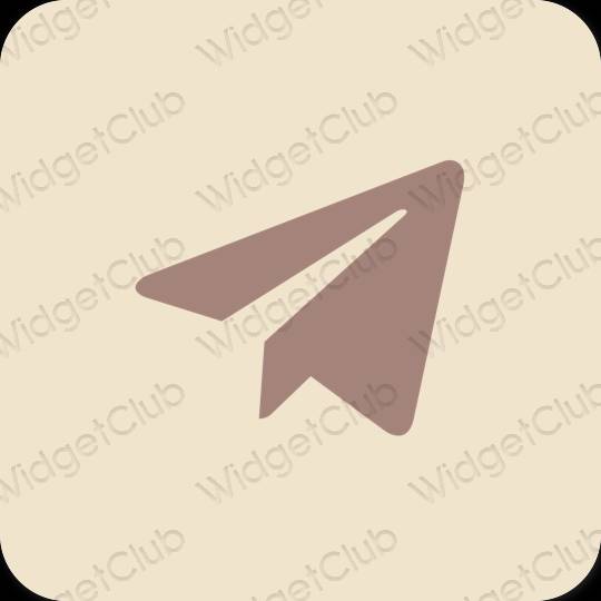 Estetinis smėlio spalvos Telegram programėlių piktogramos