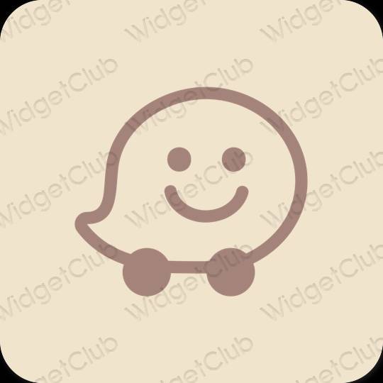 Esthétique beige Waze icônes d'application