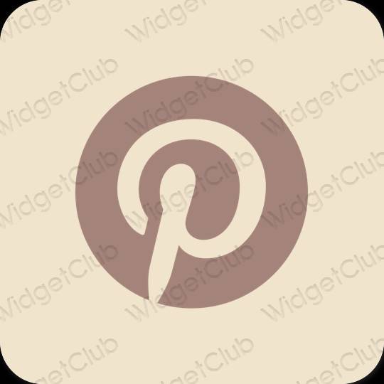 جمالي اللون البيج Pinterest أيقونات التطبيق