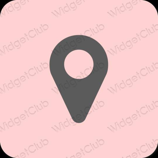 Естетичний рожевий Map значки програм