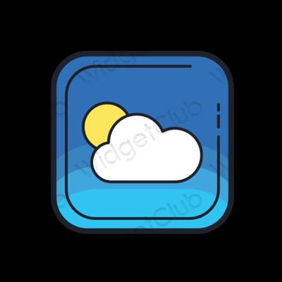 Estetik biru neon Weather ikon aplikasi