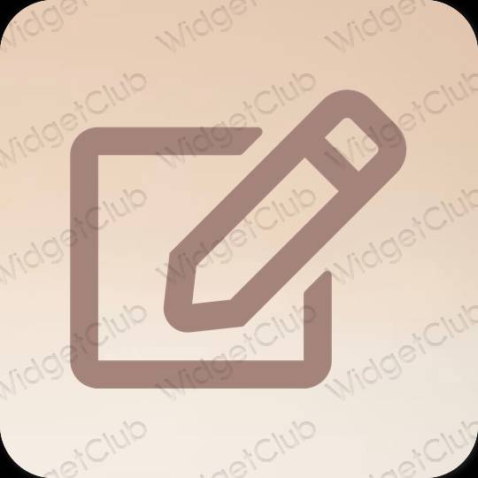 Естетичен кафяво Notes икони на приложения