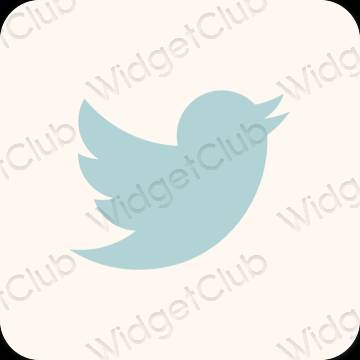Ästhetisch Beige Twitter App-Symbole