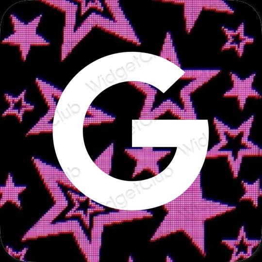 Ესთეტიური შავი Google აპლიკაციის ხატები