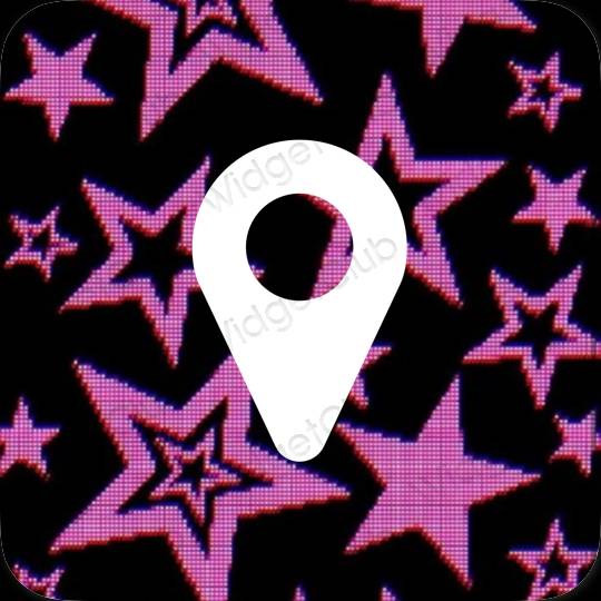 Estetik hitam Map ikon aplikasi