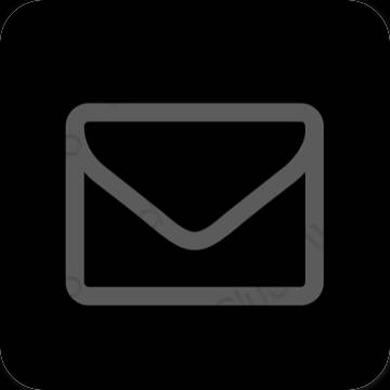 Estético Preto Mail ícones de aplicativos