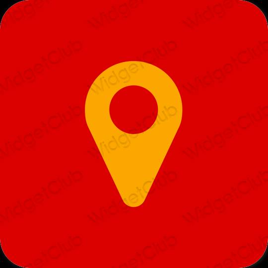 Ästhetisch rot Google Map App-Symbole