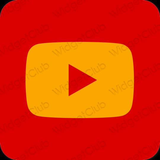 Esztétika piros Youtube alkalmazás ikonok