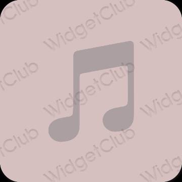Esteetiline pastelne roosa Apple Music rakenduste ikoonid