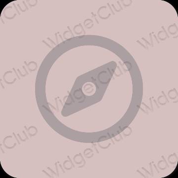 Estetis merah muda pastel Safari ikon aplikasi