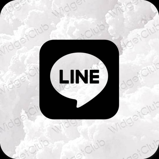 Esthétique noir LINE icônes d'application