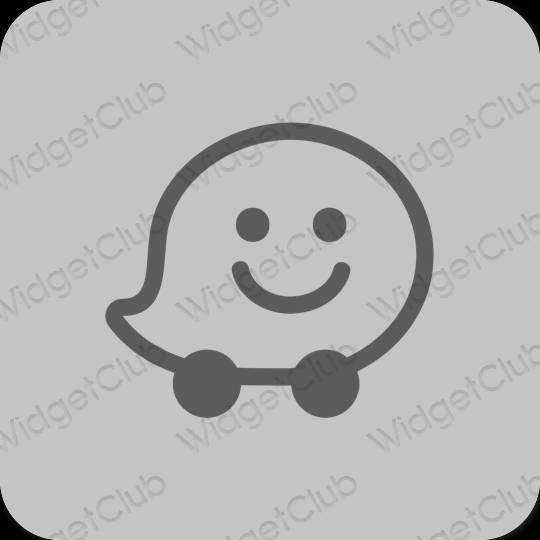 Estético cinzento Waze ícones de aplicativos