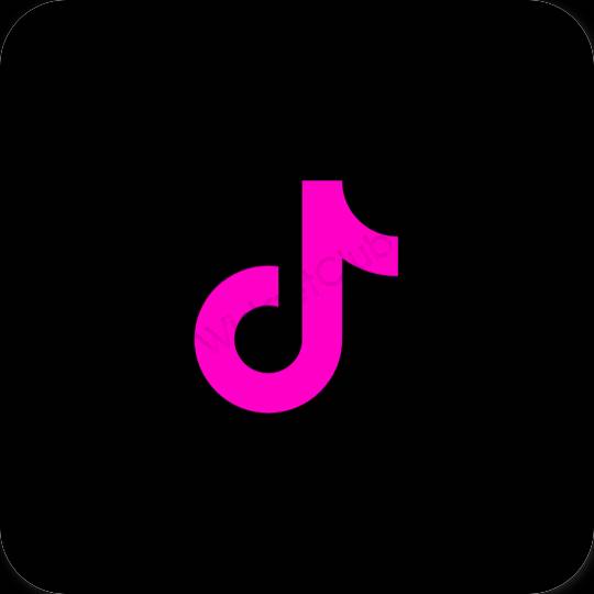 Estetyka czarny TikTok ikony aplikacji