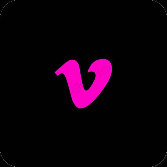미적인 검은색 Vimeo 앱 아이콘