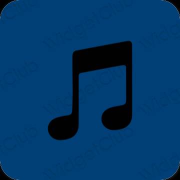 Estetyka niebieski Apple Music ikony aplikacji