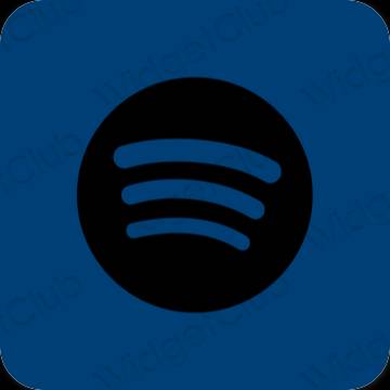 Esztétika kék Spotify alkalmazás ikonok