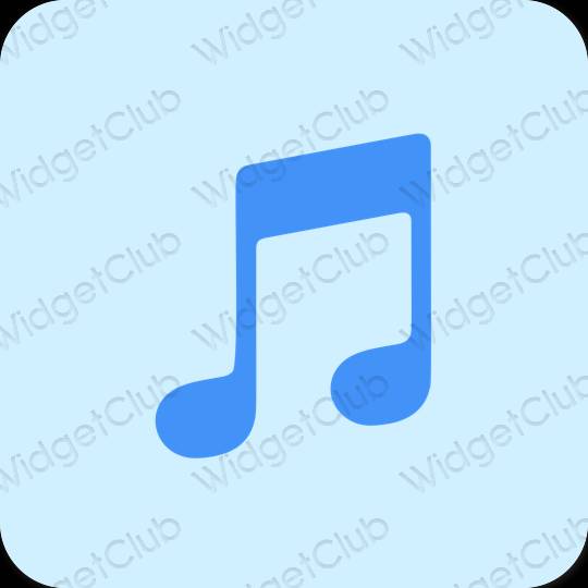 Estetické pastelovo modrá Apple Music ikony aplikácií