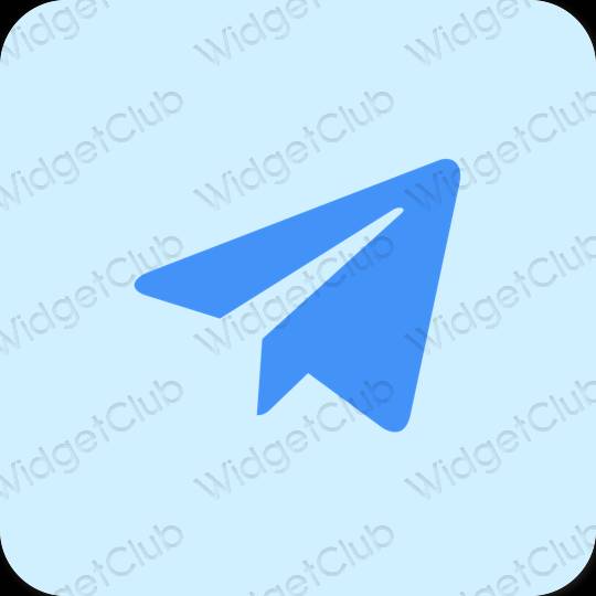 زیبایی شناسی آبی پاستلی Telegram آیکون های برنامه