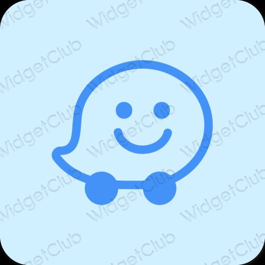 審美的 淡藍色 Waze 應用程序圖標