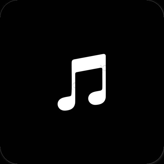 Estetinis juodas Apple Music programėlių piktogramos