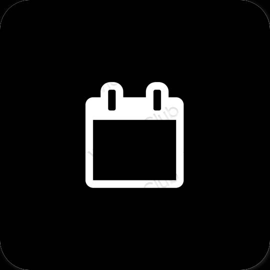 Естетичен черен Calendar икони на приложения