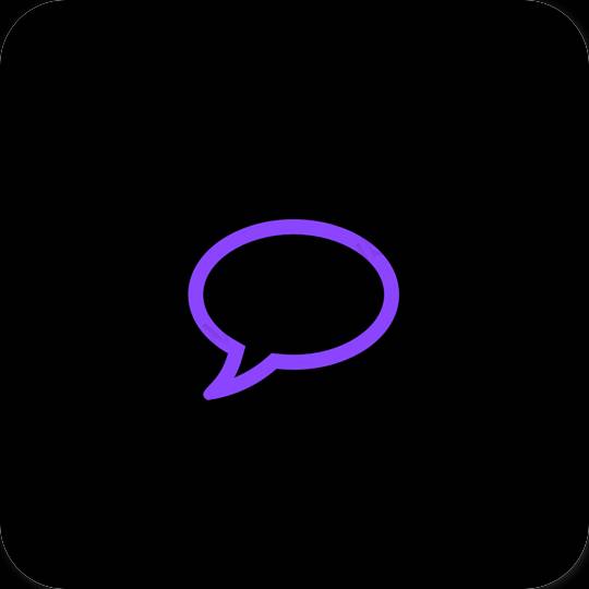 Естетски црн Messages иконе апликација