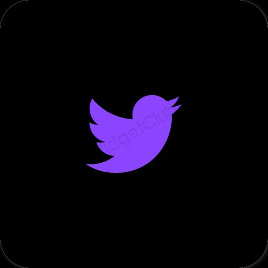 Estetický Černá Twitter ikony aplikací
