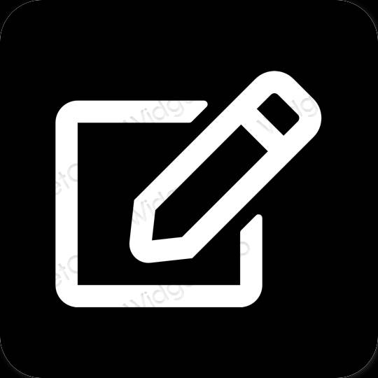 Естетичен черен Notes икони на приложения